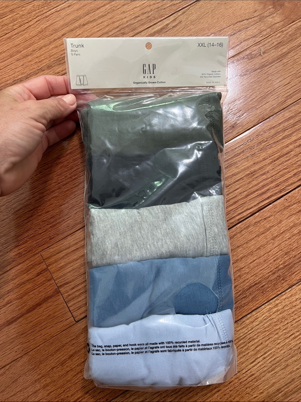 GAP Boys Boxer Briefs Pack - Black, Heather Gray, Navy, Light Blue